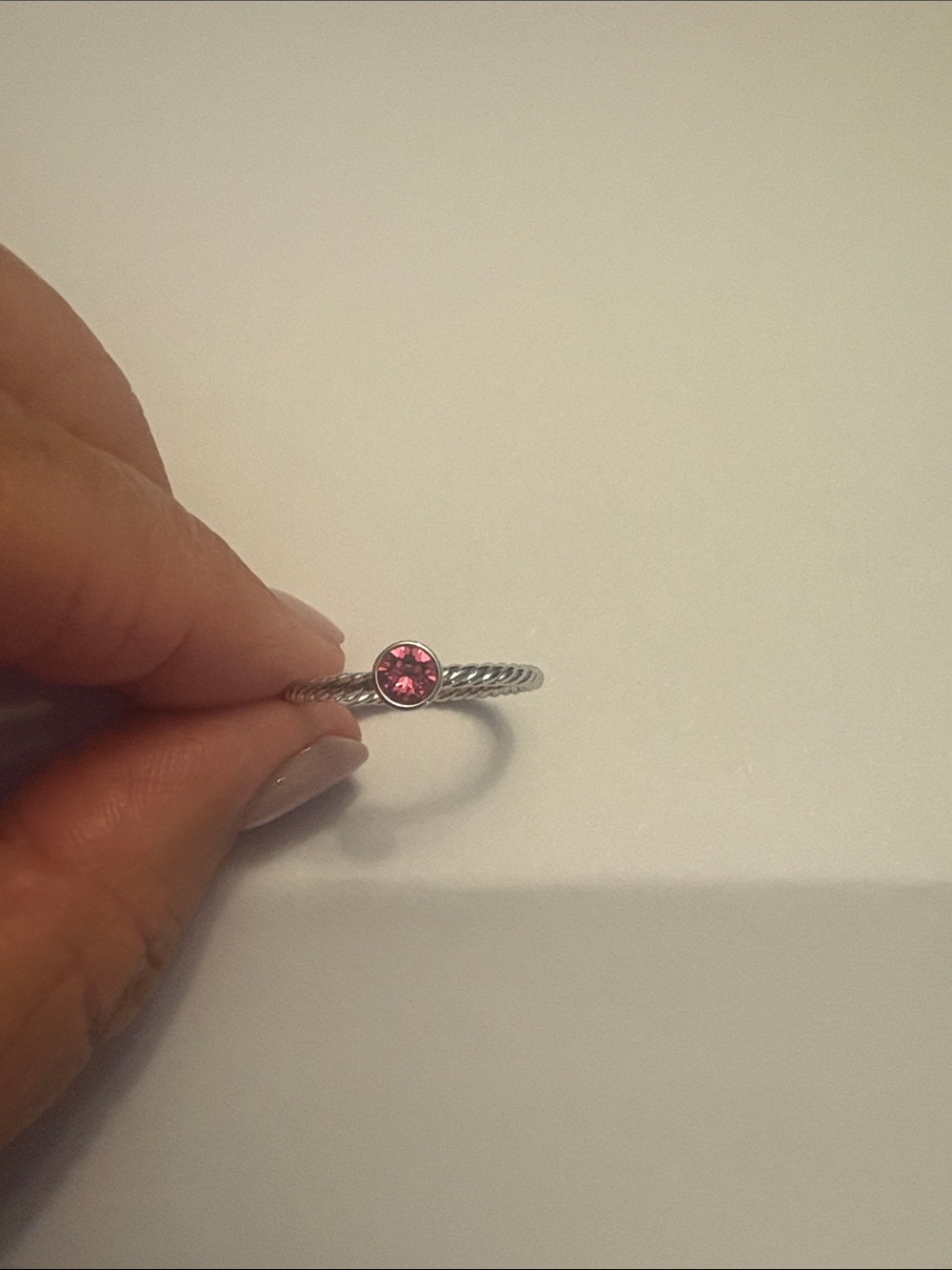 Touchstone Crystal Pink Stackable Birthstone Ring - Women's Jewelry